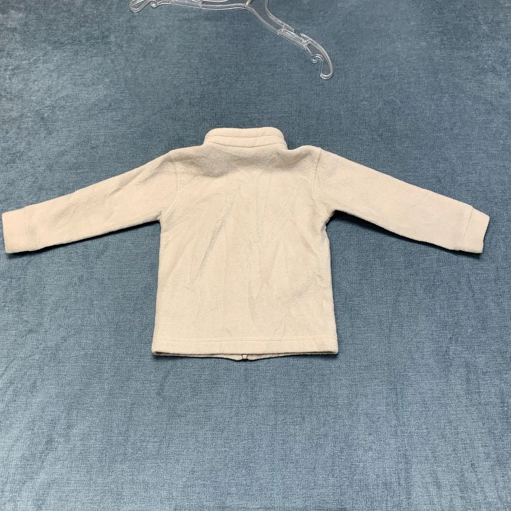 Columbia Fleece Jacket Boys 3T Beige Logo Full Zip Mock Neck Long Sleeve Winter